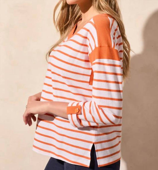 Tribal - 3/4 Sleeve Boat Neck Top