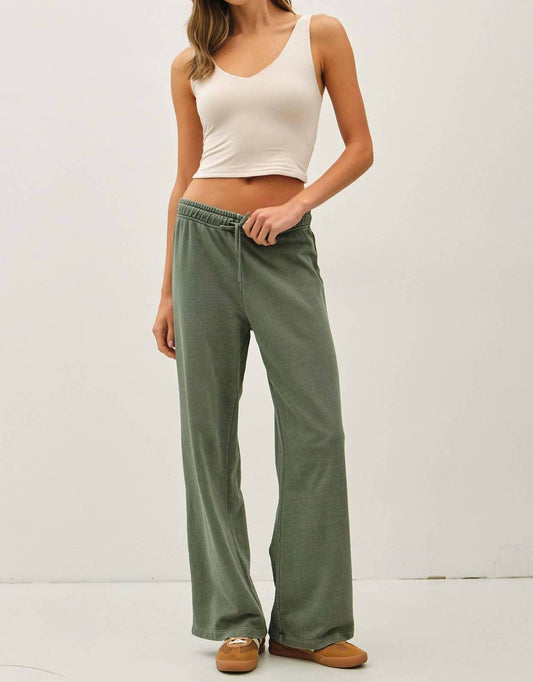 Be Cool - Acid Wash Wide Leg Cotton Fleece Pants
