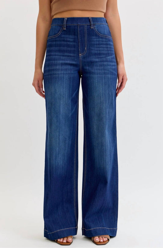Cello - High Rise Pull-on Wide Leg Jeans