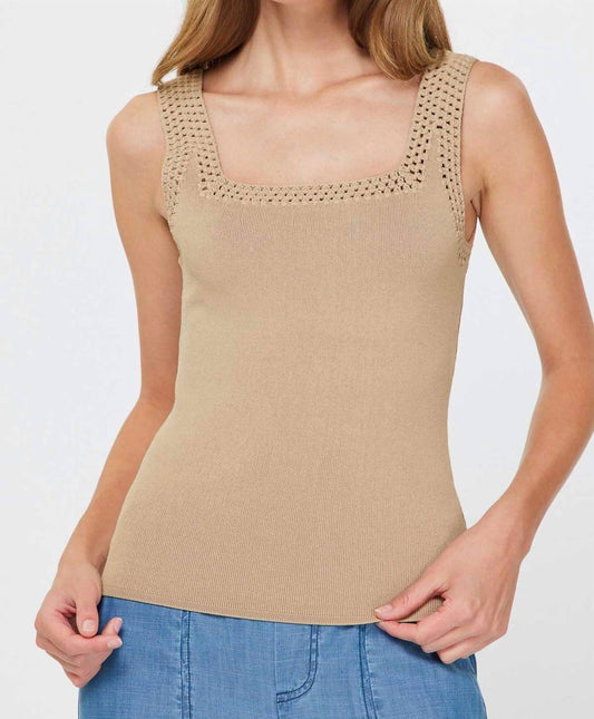 Nyland - Monet Square Neck Sweater Tank Top With Crochet Detail