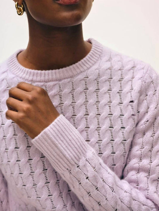 White + Warren - Cashmere Cable Knit Shadow Shrunken Crew Sweater