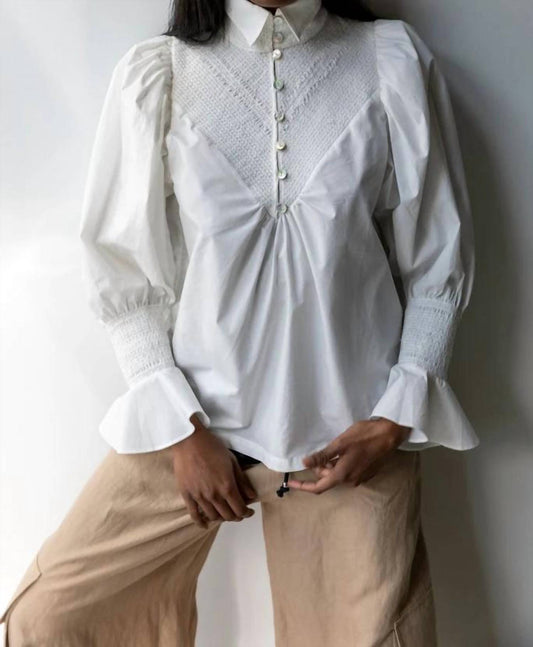 Hope For Flowers - Puffed Sleeves Smocked Shirt