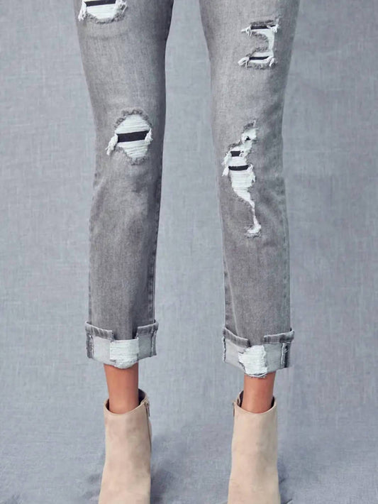 Kancan - Distress High Rise Skinny Straight Jean