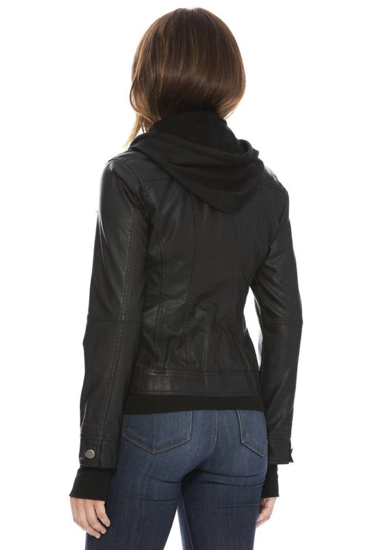 Coalition La - Girl Next Door Vegan Leather Hooded Jacket