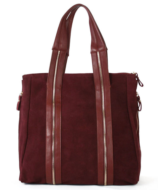 Inzi - Women's Leather And Suede Tote Bag