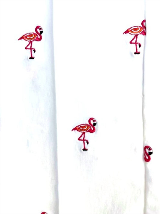 Lulu-B - Pink Flamingo Embroidered Ankle Pant