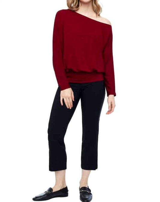 Bamboo Knit Off-the-Shoulder Long Sleeve Top
