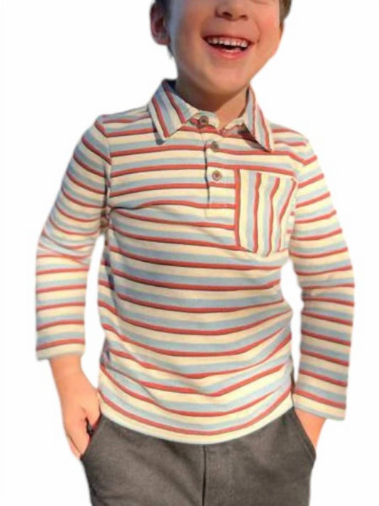 Me & Henry - Boy's Waverly Stripe Long Sleeve Polo Shirt