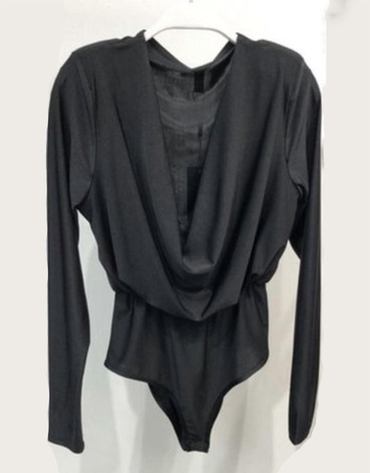 Venti6 - Women's Cowl Neck Long Sleeve Bodysuit