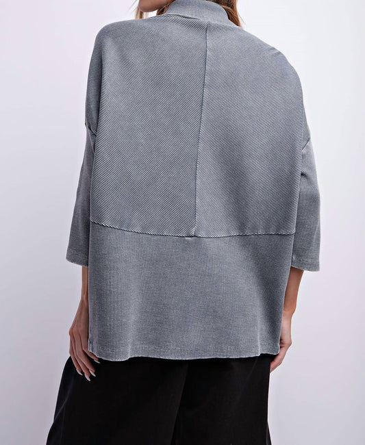 Easel - Washed Thermal Boxy Top