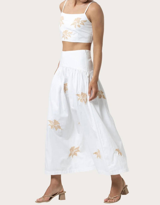 Lusana - Oliver Poplin Two Piece Crop Top & Skirt Set Orchid Embroidery