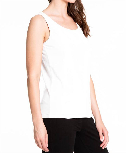 Multiples - Knit Double Scoop Neck Sleeveless Fitted Tank Top