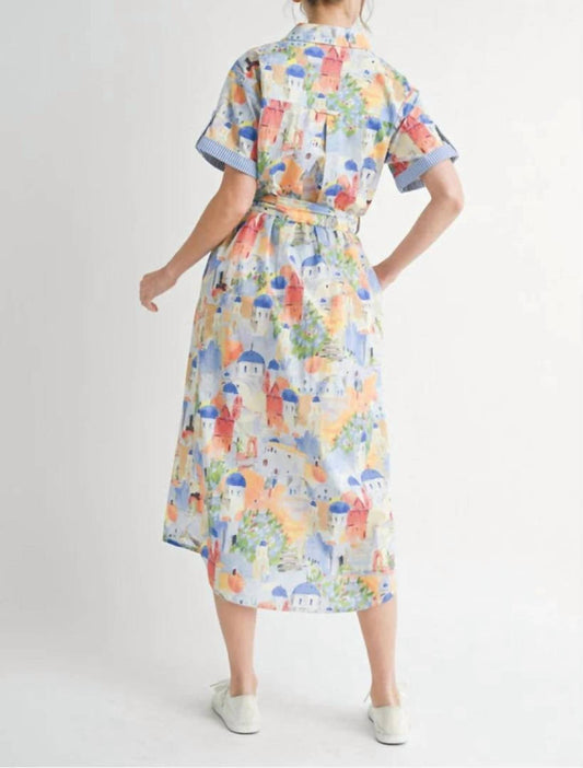 Jodifl - Greece Pattern With Tie Dress