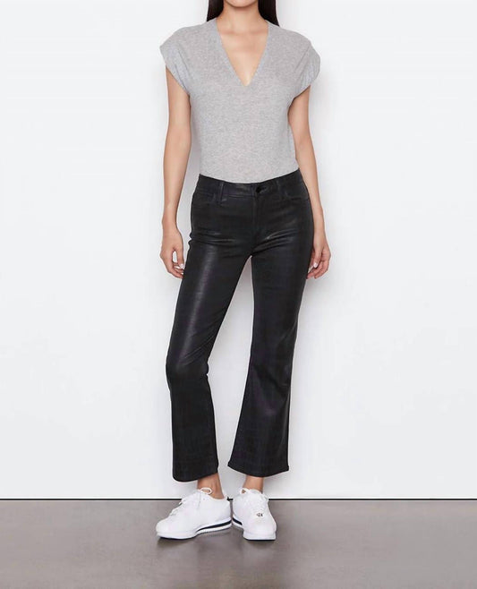 Frame - Mid Rise Noir Croc Coated Le Mini Boot Crop Jeans
