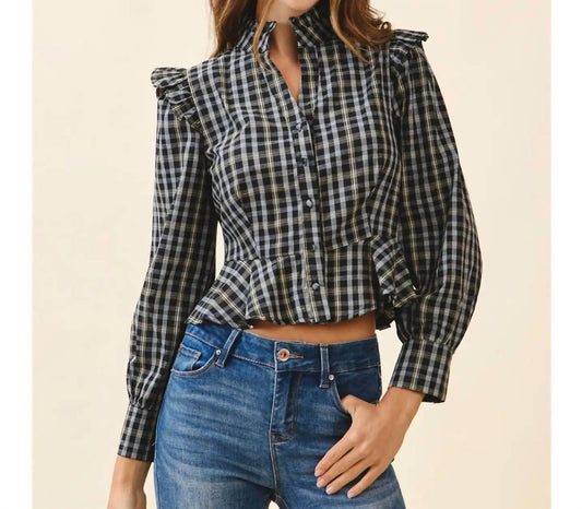 Tcec - Plaid Peplum Hem Top