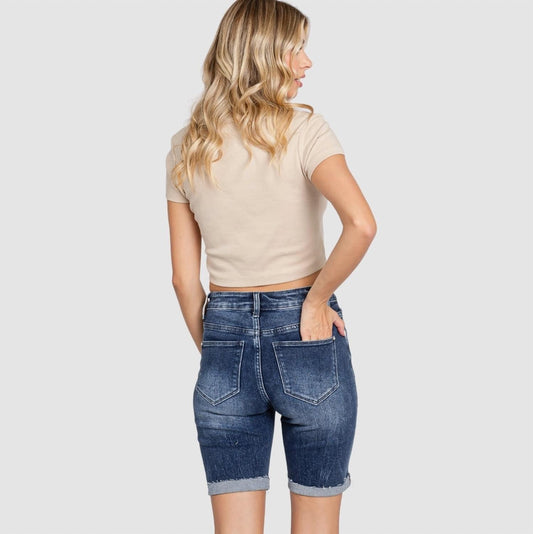 Petra153 - High Rise Bermuda Cuffed Hem Short