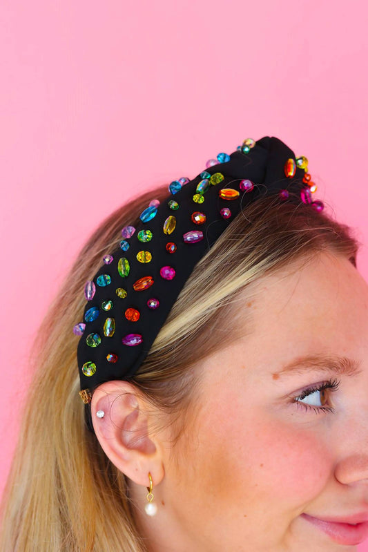 Brianna Cannon - Adult Size Black Headband With Rainbow Beads