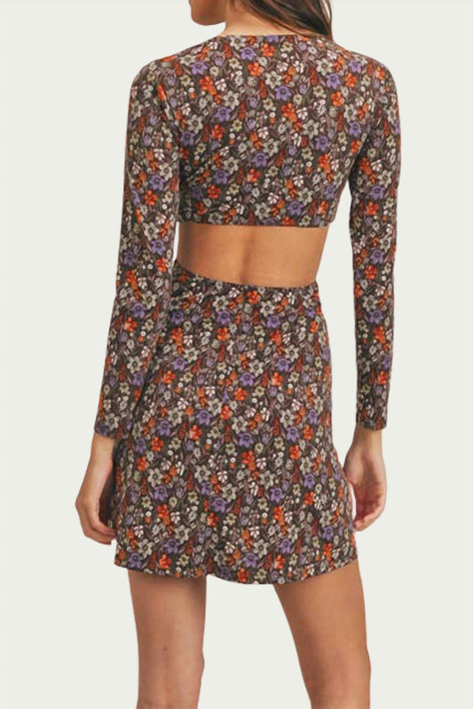 FLORAL-PRINT CUTOUT STRETCH-JERSEY MINI DRESS
