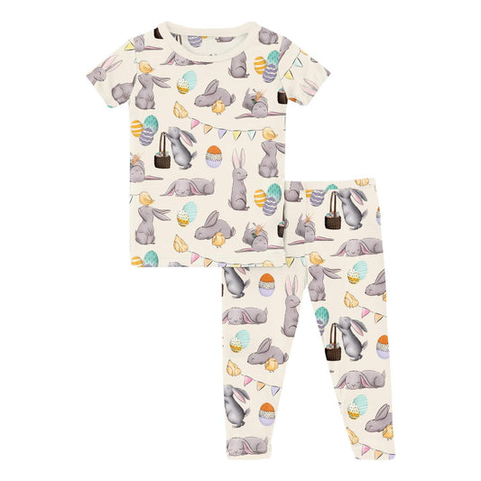 Kickee - Girl's Short Sleeve Pajama Set (12m - Toddler)