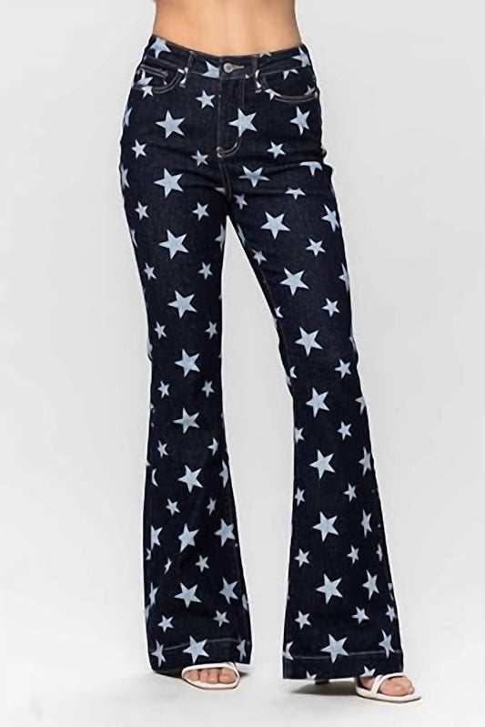Judy Blue - High Waist All Over Star Print Flare Jeans