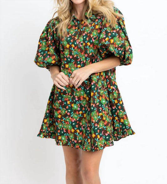 Karlie - Floral Puff Sleeve Pocket Dress