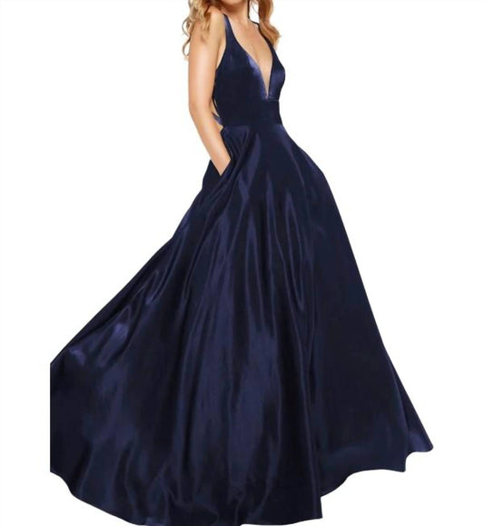 Alyce Paris - V-neck Satin Long Dress