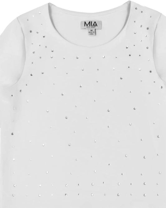 Mia - Girls' Glam Rhinestone Long Sleeve Top
