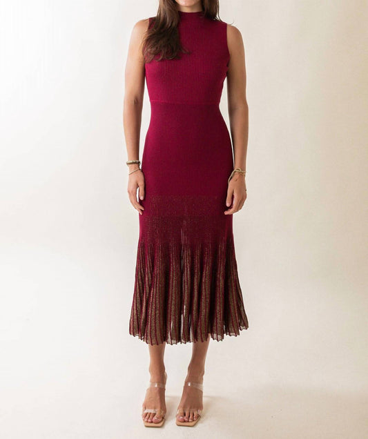 Moon River - Sleeveless Shimmer Hem Pleated Midi Sweater Dress