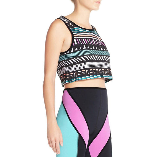 PERSONAL BEST SLEEVELESS GEOMETRIC TANK CROP TOP