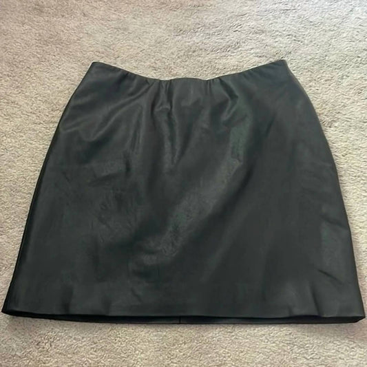 Something Navy - Women's Faux Leather Mini Skirt