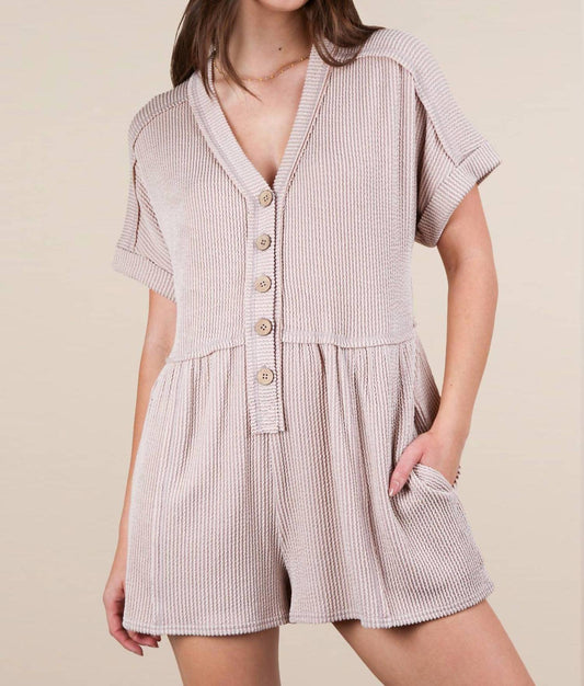 Very J - Two Tone Ribbed Knit Comfy Casual Romper