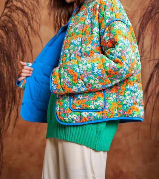 Davi & Dani - Retro Floral Quilted Jacket