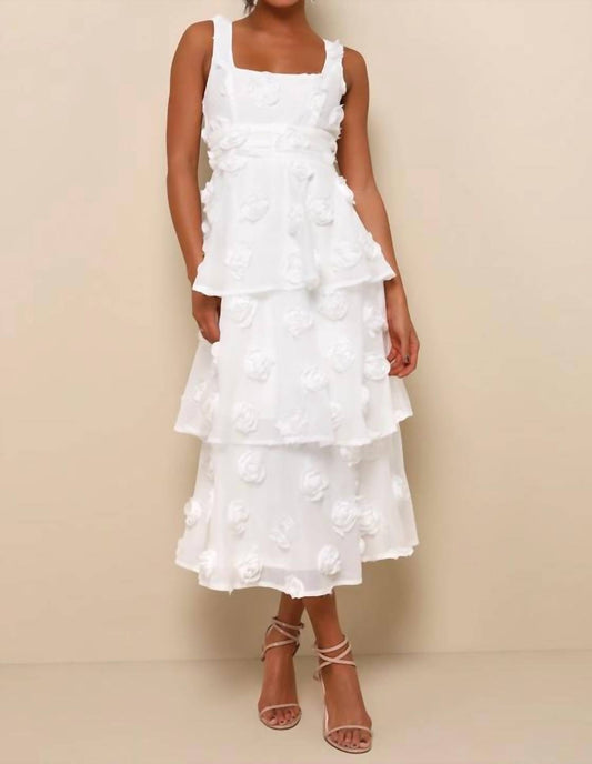 Lulus - Sleeveless Square Neck With Floral Midi Dress