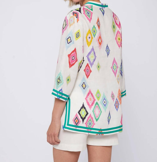 Vilagallo - Diamond Ikat Linen Top