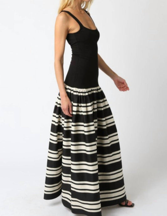 Olivaceous - Marseille Stripe Maxi Dress