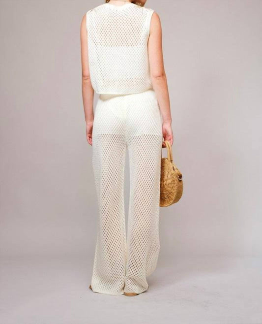 Blue B - Open Knit Seashell Embroidered Top