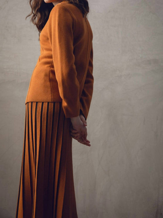 Marble - Pleated Knit Maxi Skirt