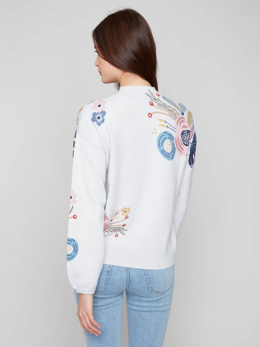 Charlie B - Mock Neck Sweater With Placed Print