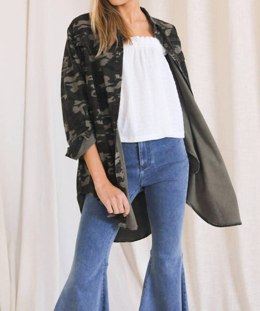 Before You - Camo Print Denim Over Shirt