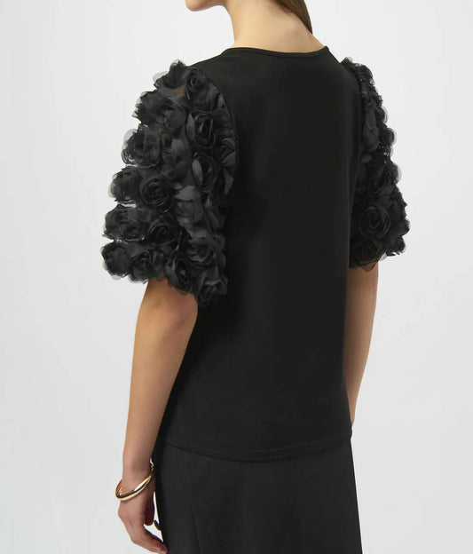 Joseph Ribkoff - Rosette Embroidered Sleeves Top