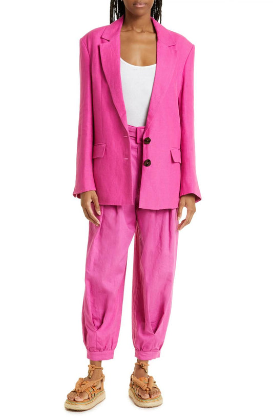 Farm Rio - Linen Longline Single Breasted Button Blazer