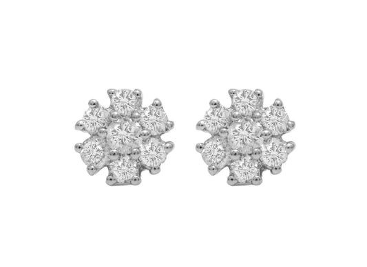 Diana M Jewels - 0.75 Cts Diamond Flower Stud Earrings