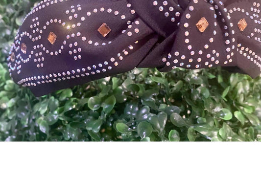 Pink Panache - Rhinestone Top Knot Headband With Western Boot Stitch Design