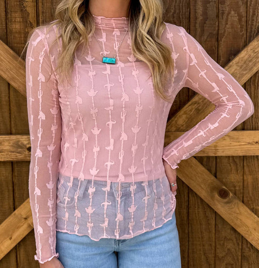 2Flyco - Lariat Lace Mesh Top