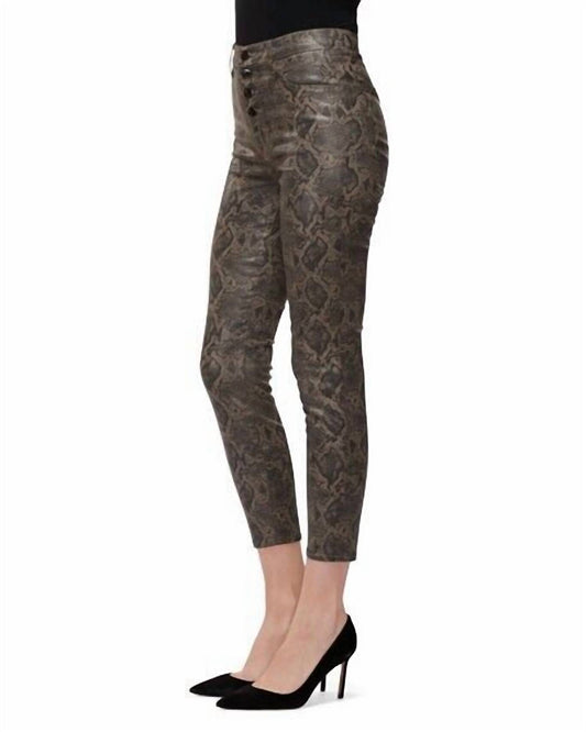 J Brand - Lillie High Rise Snake Print Skinny Coated Crop Jeans