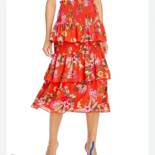 Wayf - Tiered Passion Floral Smocked Midi Skirt