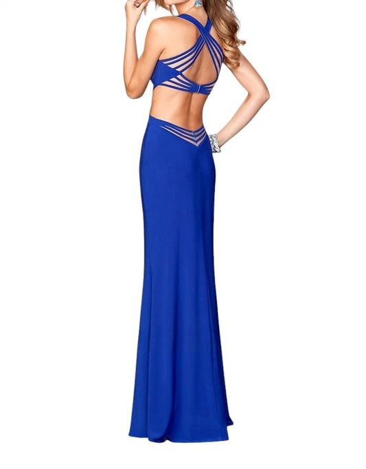 La Femme - V Neck Jersey Gown