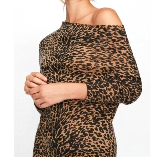 Brochu Walker - Cashmere Off Shoulder Animal Print Sweater