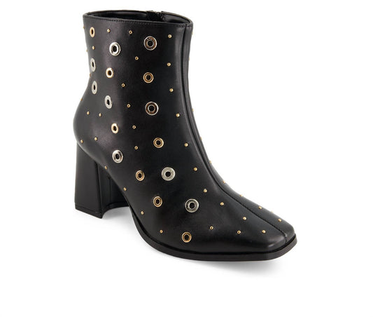 Andrea - Women's Medium Heel Riveted Ankle Booties