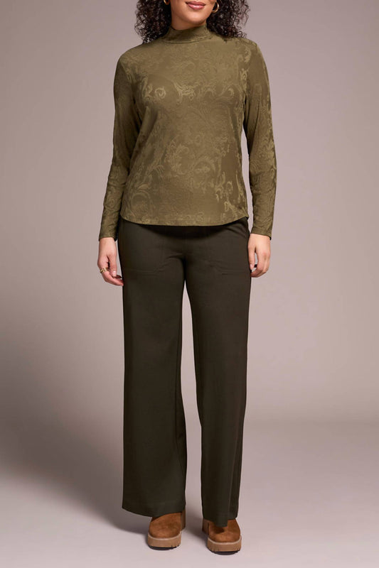 Tribal - Long Sleeve Mock Neck Jacquard Top